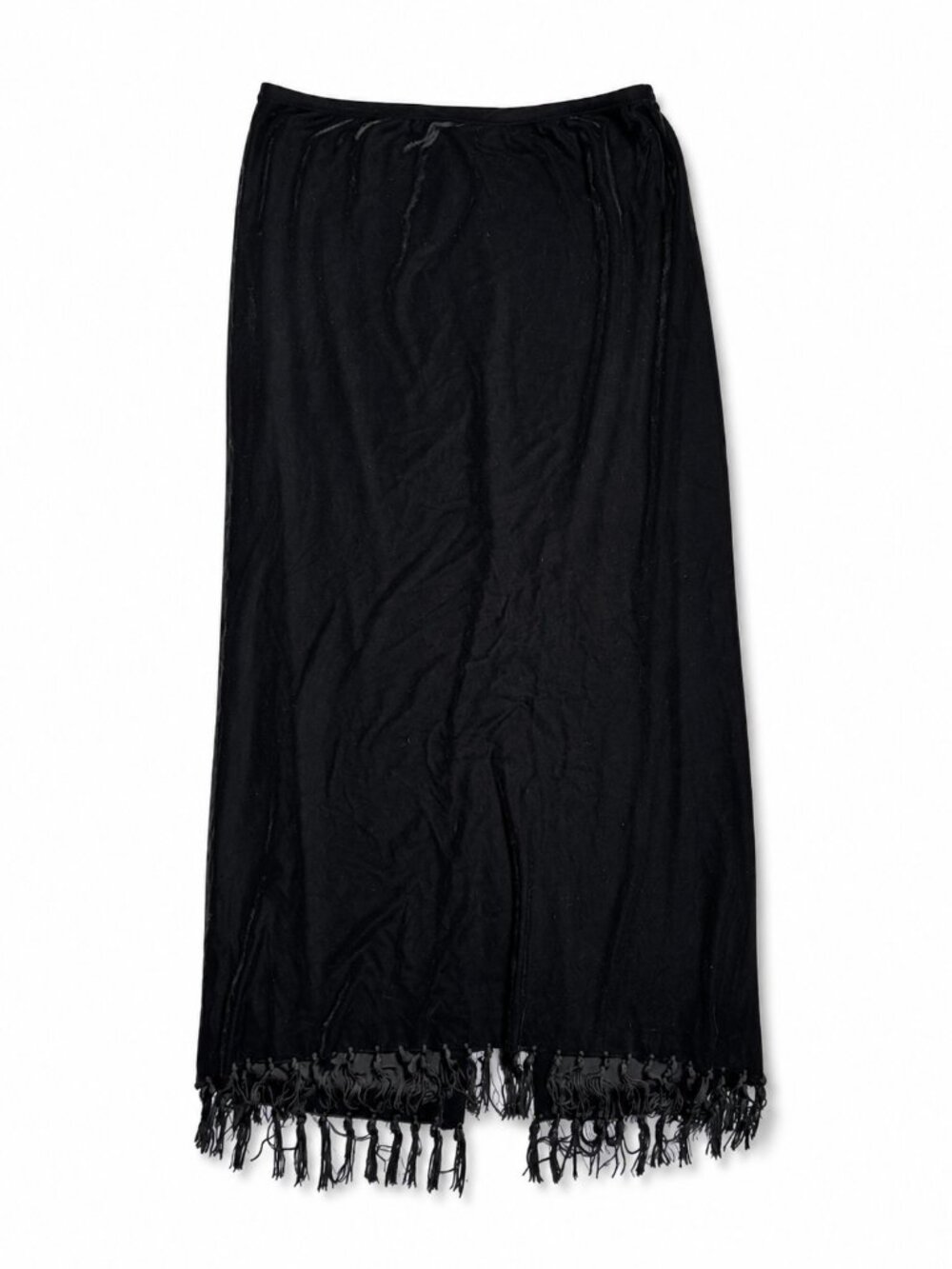 Ronni Nicole by Ouida Black Velvet Fringe Hem Maxi Skirt Women's Size Small S